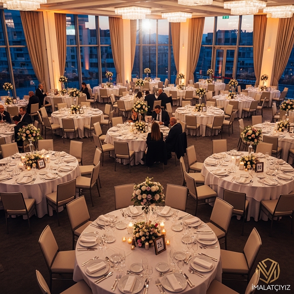 Katlanır Ayaklı Yuvarlak Banket Masalar