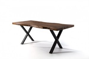 Doğal Kenarlı Masif Kütük Masa - Doğal kenarlı tasarımı ile öne çıkan bu masif kütük masa, mekanlara sofistike ve özgün bir görünüm kazandırır.