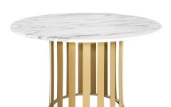 Beyaz Mermer Masa - Beyaz mermer tabla, gold metal ayaklı; cafe, restoran ve ev dekorasyonunda şık ve dayanıklıdır.
 