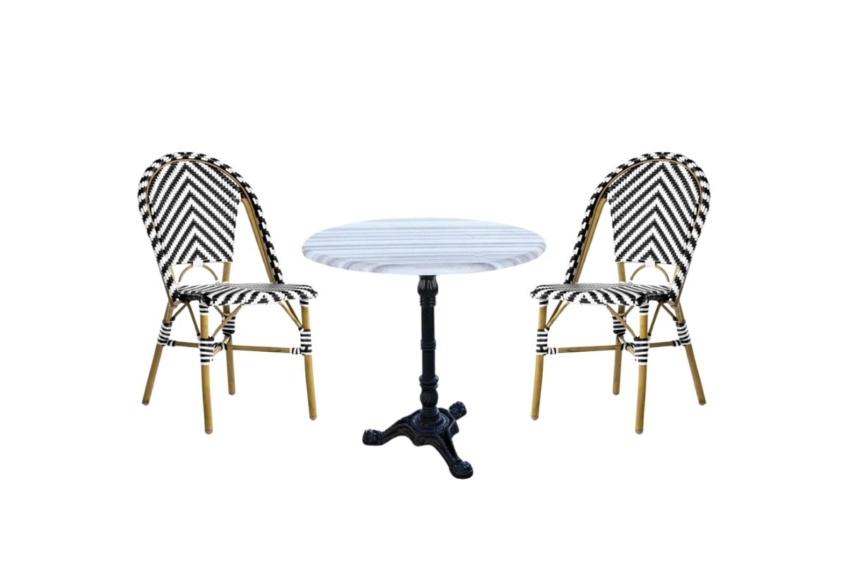 Rattan Sandalye ile Mermer Masa