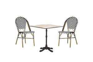 Mermer Görünümlü Cafe Masa &amp; Sandalye Takımı - Mermer görünümlü masa ve sandalyeler, mekanlara modern ve estetik bir şıklık katar.