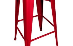 Kırmızı Tolix Tabure - Endüstriyel Tolix tabure, 75 cm yüksekliğinde, metal malzeme, her renkte boyanabilir, dayanıklı.