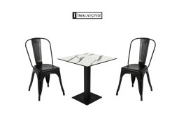 Desenli Compact Masa &amp; Tolix  - Desenli compact masa ve Tolix sandalye, sağlam yapısı ve modern görünümüyle kafe ve ev alanlarında kullanışlı ve şık bir kombin sunar.
