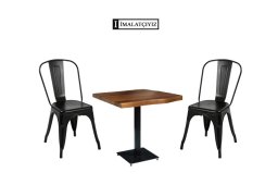 Tolix Sandalye Takımı  - Doğal ahşap masa ve sağlam Tolix sandalye, dayanıklı yapısı ve modern görünümüyle kafe, restoran ve ev kullanımında uzun ömürlü bir set sunar.